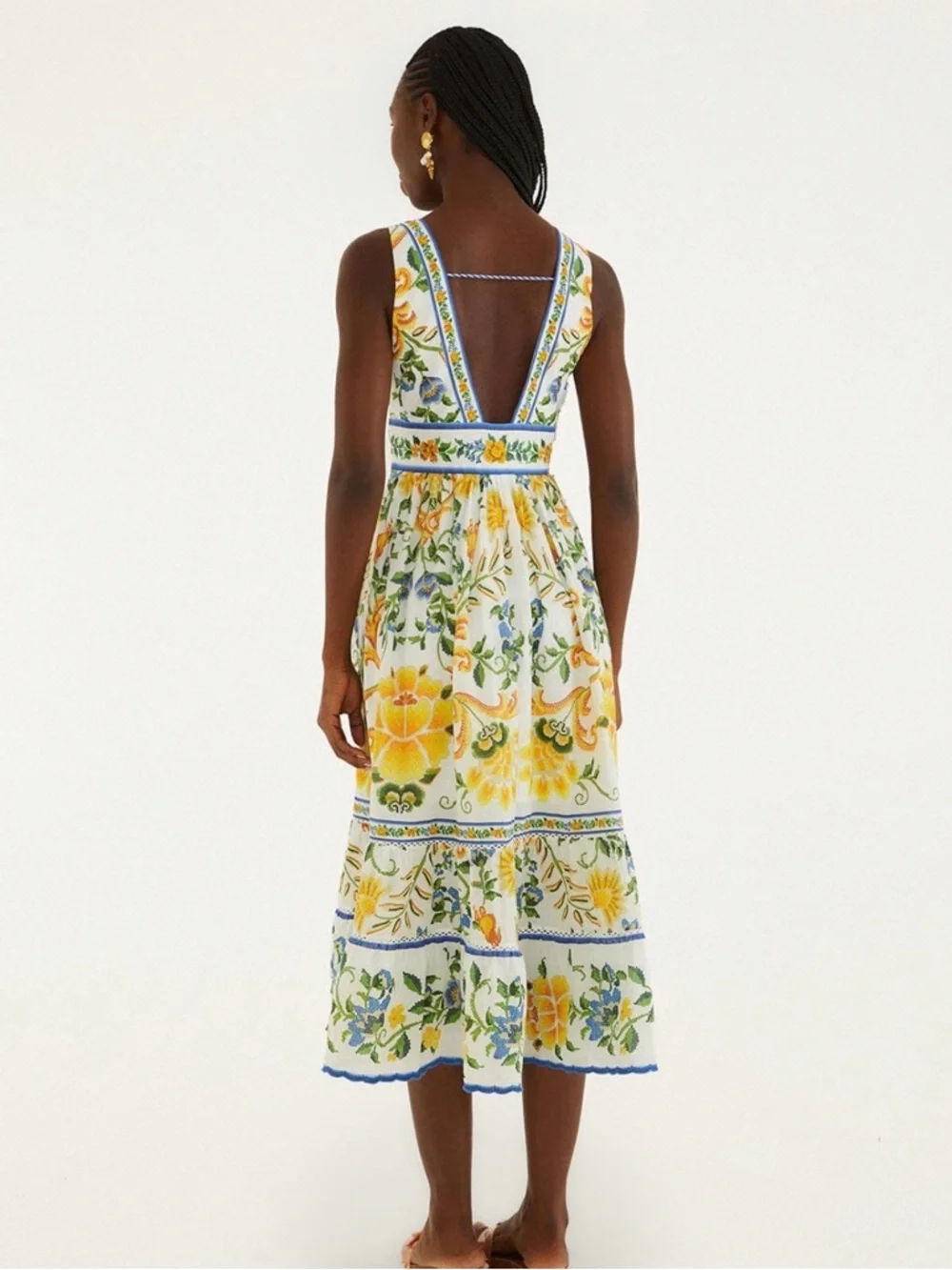 NWT FARM Rio Emily Tapestry Deep V-neck Floral Print Midi Dress SZ SMALL RV $260 - Picture 4 of 16